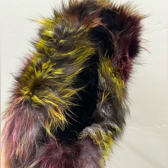 Colorful Handmade Luxury Real Fox Fur Top Handles Satchel Bag/Crossbody - Picture 15 of 16